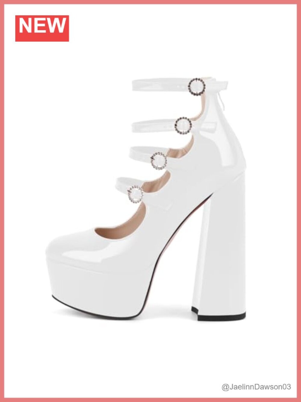 Platform Mary Jane Heels Chunky Block High Heels Triple Buckle Strappy Gothic